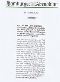 Leserbrief MSC